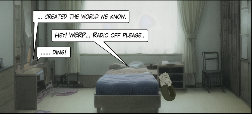 A screenshot of a panel from the draft generative AI produced comics